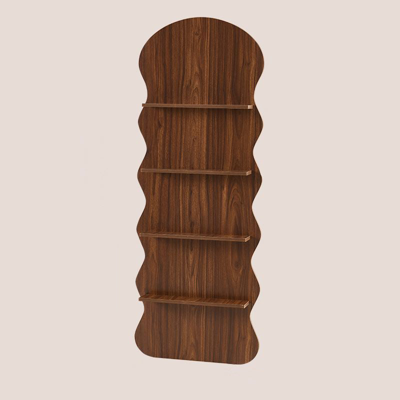 Contemporary Creative Engineered Wood Wavy Curved Display Shelf 2/3/4-Tier For Living Room