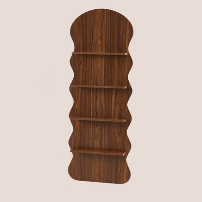 Contemporary Creative Engineered Wood Wavy Curved Display Shelf 2/3/4-Tier For Living Room