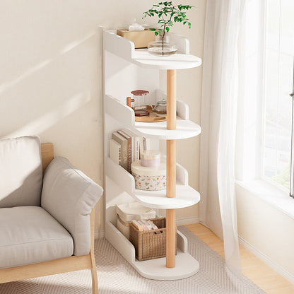 Modern Minimalist MDF Pine Curved Rectangular Storage Shelf 3/4-Tier For Living Room