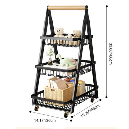 Modern Minimalist Iron A-Frame Square Storage Shelf 3-Tier For Living Room