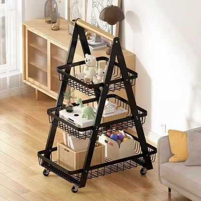 Modern Minimalist Iron A-Frame Square Storage Shelf 3-Tier For Living Room
