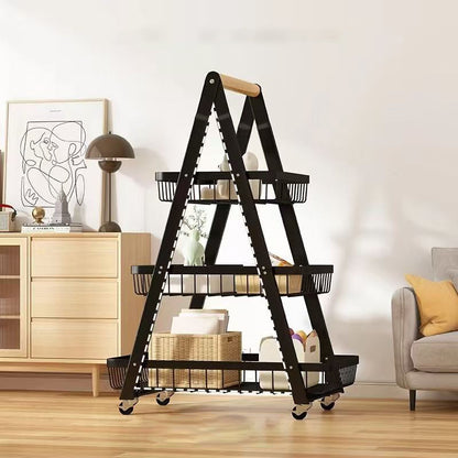 Modern Minimalist Iron A-Frame Square Storage Shelf 3-Tier For Living Room