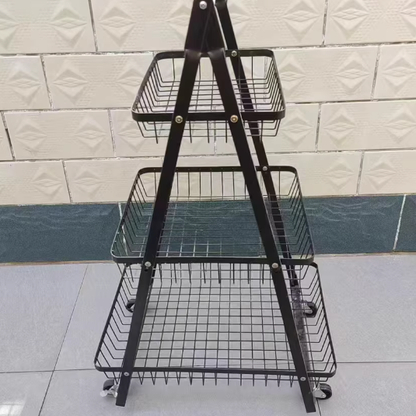 Modern Minimalist Iron A-Frame Square Storage Shelf 3-Tier For Living Room