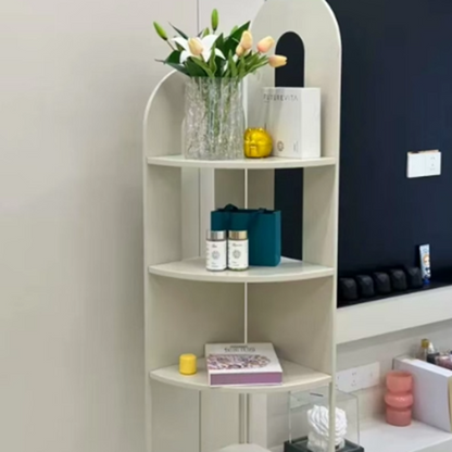 Contemporary Creative Iron Fan-Shaped Curved Corner Shelf Unit 5-Tier For Living Room