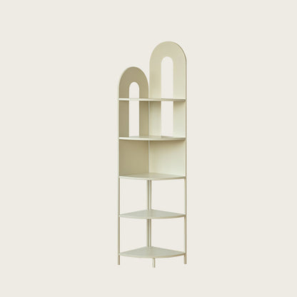 Contemporary Creative Iron Fan-Shaped Curved Corner Shelf Unit 5-Tier For Living Room