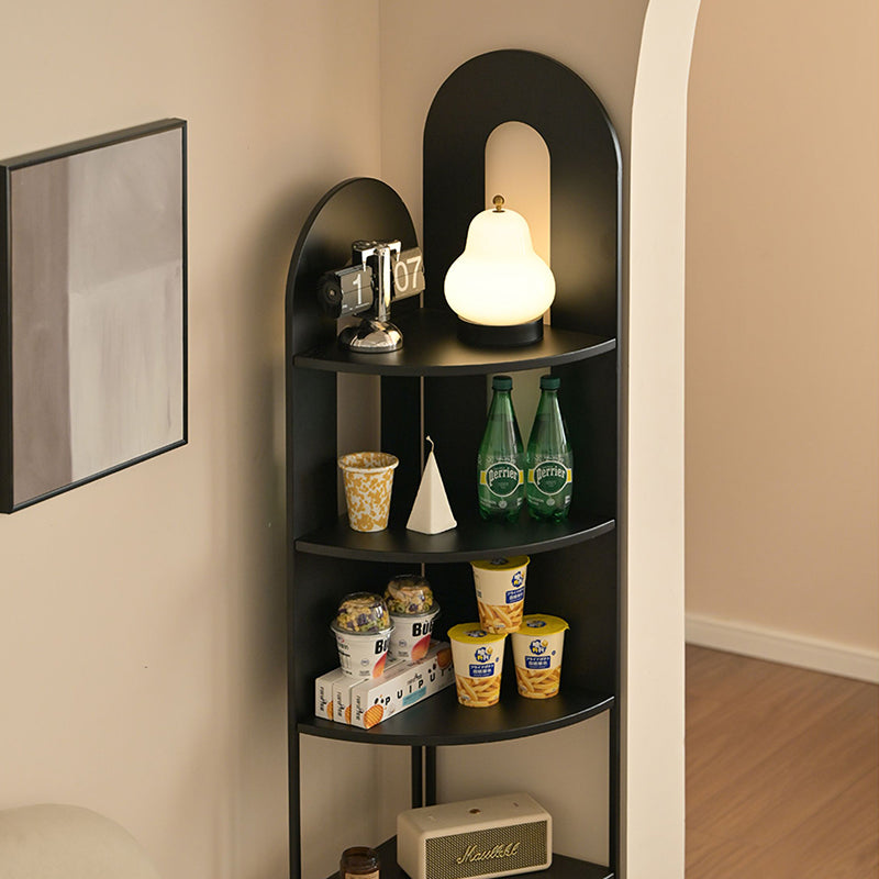 Contemporary Creative Iron Fan-Shaped Curved Corner Shelf Unit 5-Tier For Living Room