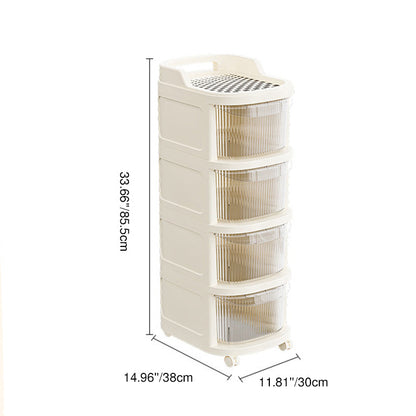 Modern Minimalist Plastic Rounded Square Mobile Storage Shelf 2/3/4/5 Drawers For Living Room
