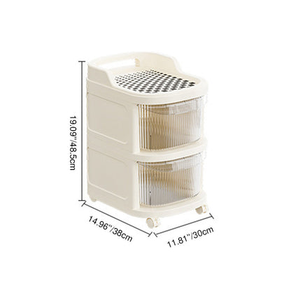 Modern Minimalist Plastic Rounded Square Mobile Storage Shelf 2/3/4/5 Drawers For Living Room