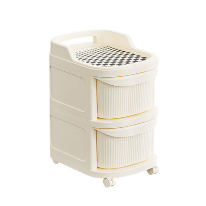 Modern Minimalist Plastic Rounded Square Mobile Storage Shelf 2/3/4/5 Drawers For Living Room