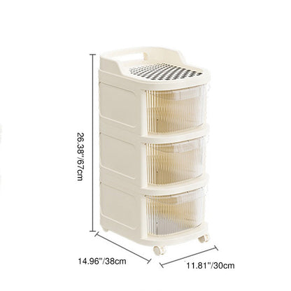 Modern Minimalist Plastic Rounded Square Mobile Storage Shelf 2/3/4/5 Drawers For Living Room