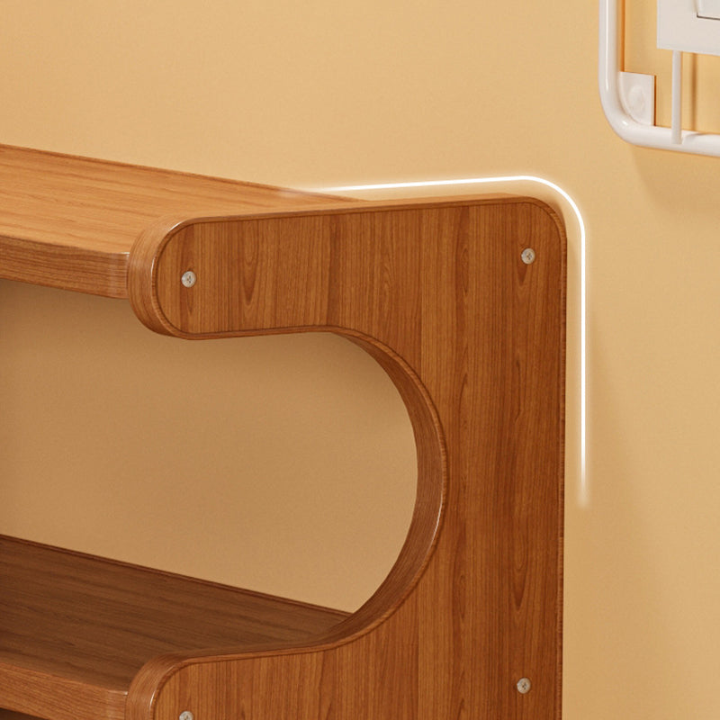 Traditional Vintage Bamboo MDF Right Angle Curved Storage Shelf 2/3-Tiers For Living Room