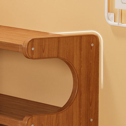 Traditional Vintage Bamboo MDF Right Angle Curved Storage Shelf 2/3-Tiers For Living Room