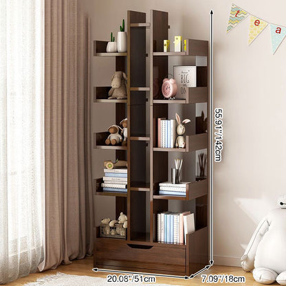 Traditional Vintage Engineered Wood Rectangular Right-Angle Storage Shelf 15 Tier For Living Room