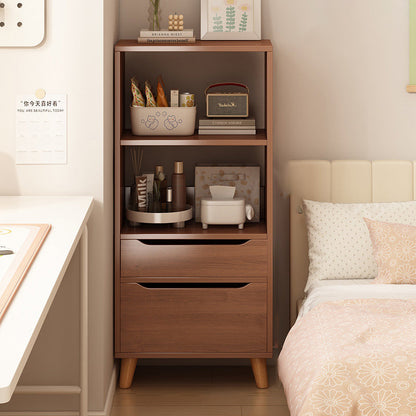 Contemporary Scandinavian Engineered Wood Cylindrical Rectangular Storage Shelf With 2 Drawers For Living Room