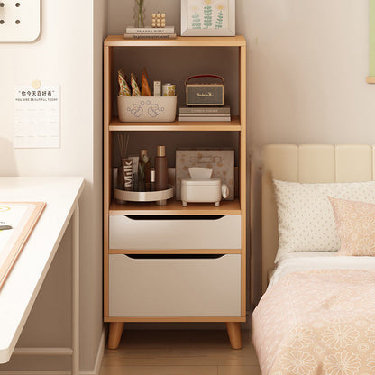 Contemporary Scandinavian Engineered Wood Cylindrical Rectangular Storage Shelf With 2 Drawers For Living Room