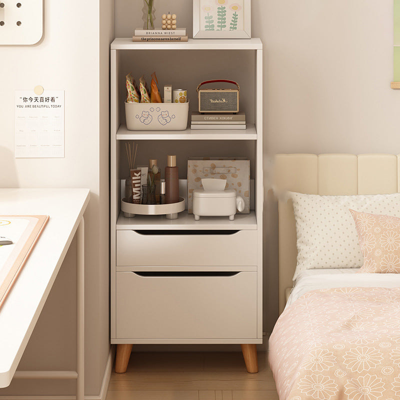 Contemporary Scandinavian Engineered Wood Cylindrical Rectangular Storage Shelf With 2 Drawers For Living Room