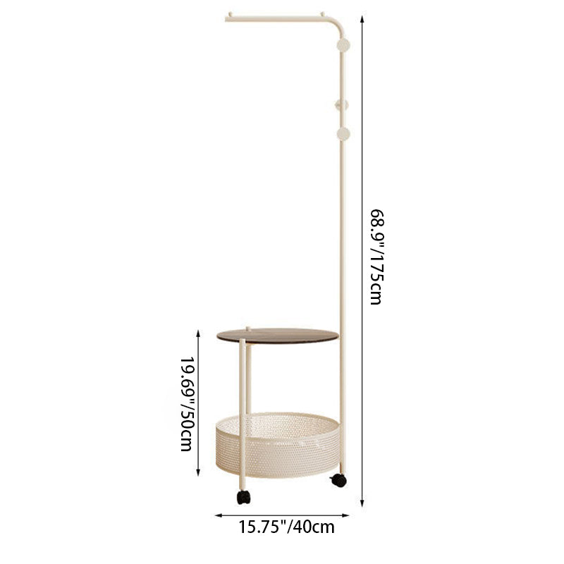 Modern Minimalist Metal Glass Mobile Round Openwork Hall Tree 2 Tier For Bedroom
