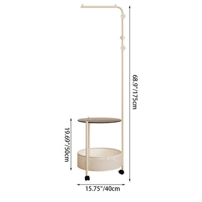 Modern Minimalist Metal Glass Mobile Round Openwork Hall Tree 2 Tier For Bedroom
