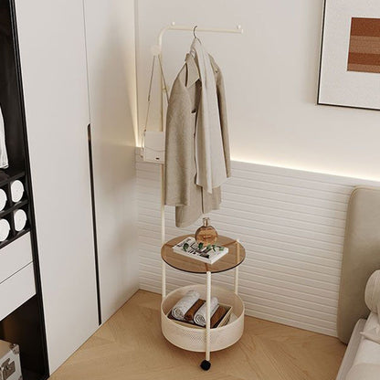 Modern Minimalist Metal Glass Mobile Round Openwork Hall Tree 2 Tier For Bedroom