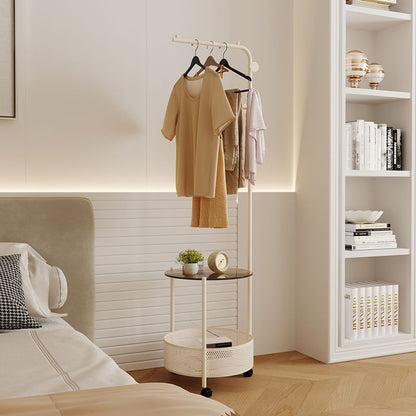Modern Minimalist Metal Glass Mobile Round Openwork Hall Tree 2 Tier For Bedroom