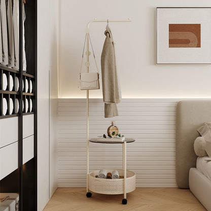 Modern Minimalist Metal Glass Mobile Round Openwork Hall Tree 2 Tier For Bedroom
