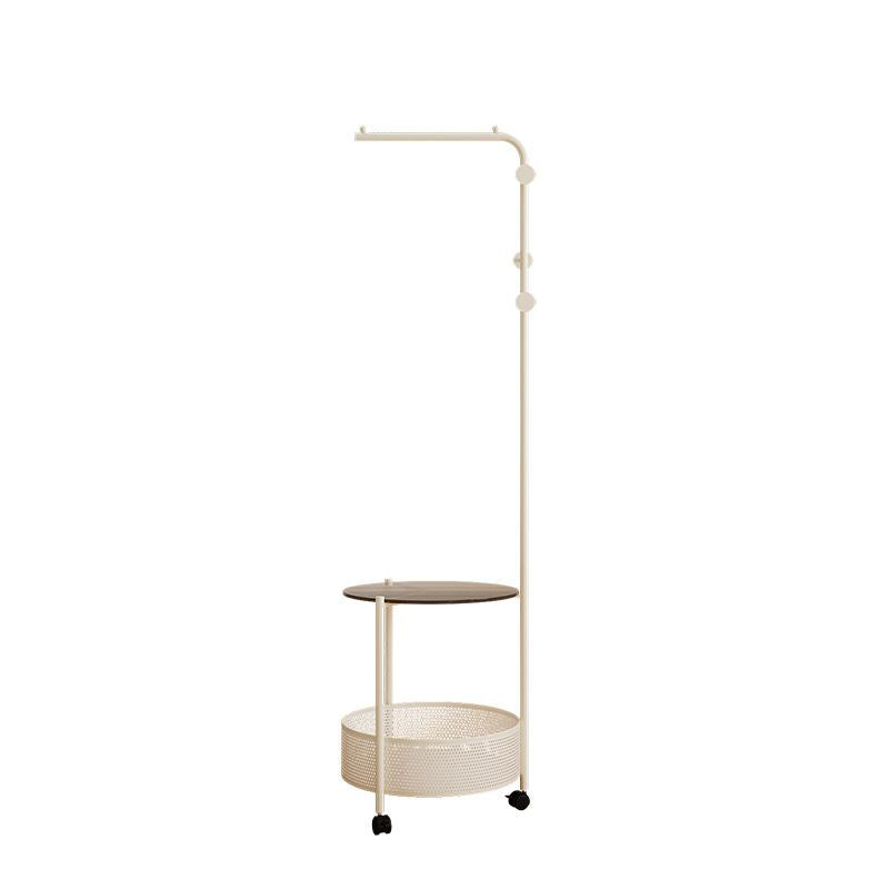 Modern Minimalist Metal Glass Mobile Round Openwork Hall Tree 2 Tier For Bedroom