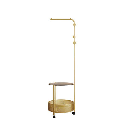 Modern Minimalist Metal Glass Mobile Round Openwork Hall Tree 2 Tier For Bedroom
