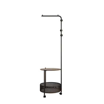Modern Minimalist Metal Glass Mobile Round Openwork Hall Tree 2 Tier For Bedroom