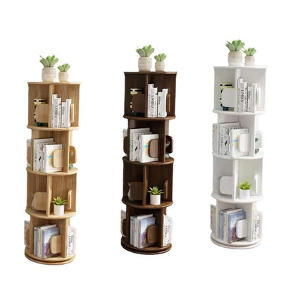 Contemporary Creative Solid Wood Rotating Round Shelf 2/3/4 Tier For Living Room