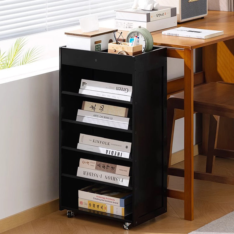 Traditional Vintage Bamboo Movable Rectangular Storage Shelf 6 Tier For Living Room