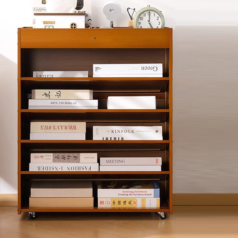 Traditional Vintage Bamboo Movable Rectangular Storage Shelf 6 Tier For Living Room