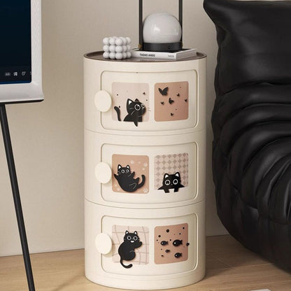 Contemporary Creative ABS Round Animal Nightstand 2/3 Tier For Bedroom