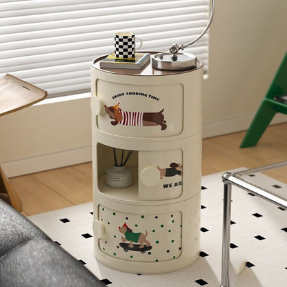 Contemporary Creative ABS Round Animal Nightstand 2/3 Tier For Bedroom
