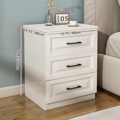 Traditional Chinese Solid Wood Eco Board Square Nightstand 2/3 Drawer For Bedroom