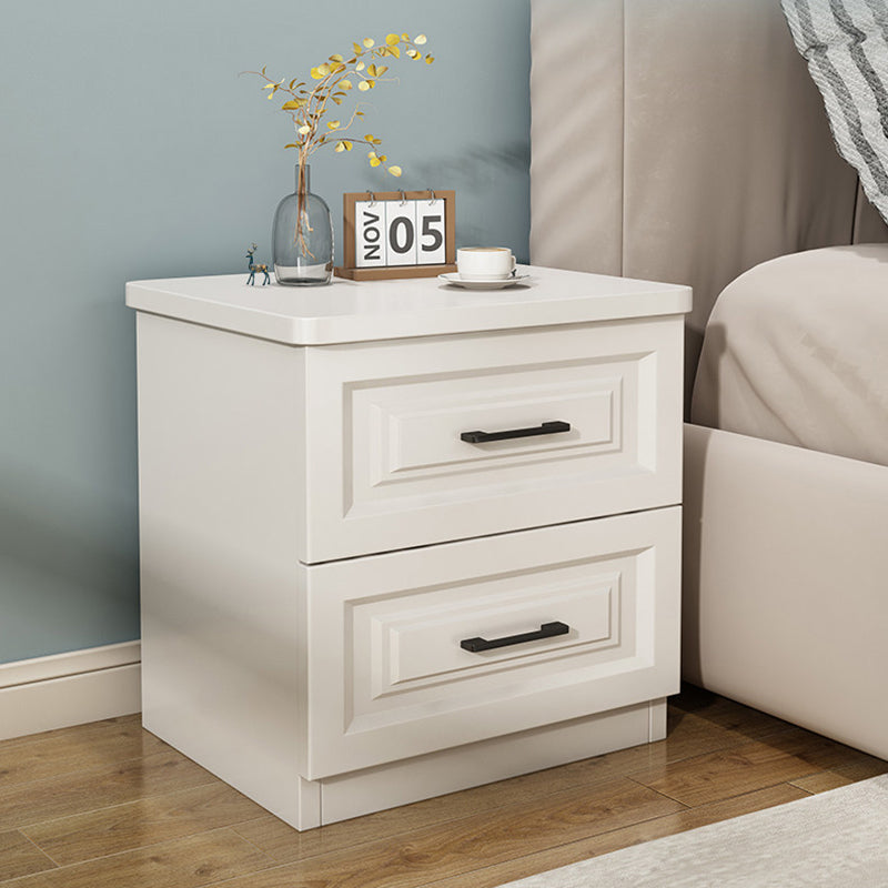 Traditional Chinese Solid Wood Eco Board Square Nightstand 2/3 Drawer For Bedroom