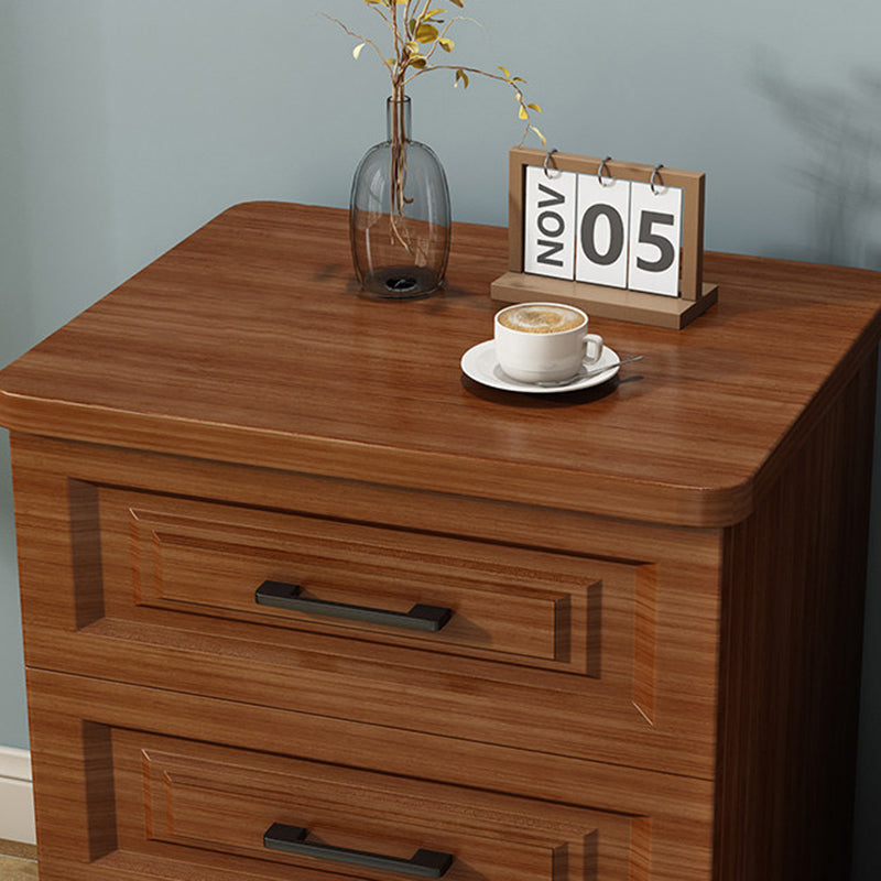 Traditional Chinese Solid Wood Eco Board Square Nightstand 2/3 Drawer For Bedroom