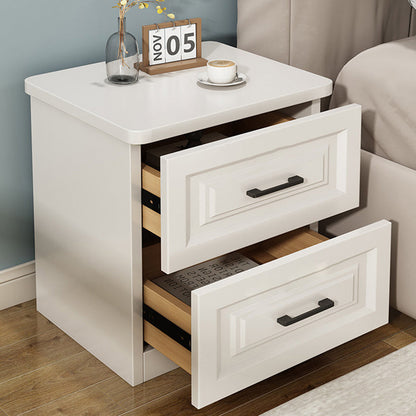 Traditional Chinese Solid Wood Eco Board Square Nightstand 2/3 Drawer For Bedroom