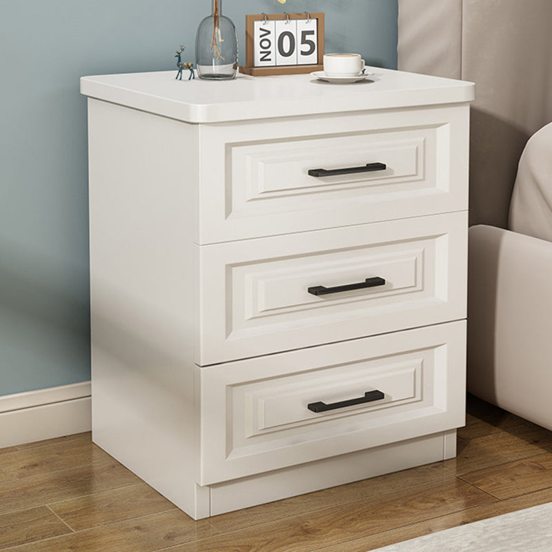 Traditional Chinese Solid Wood Eco Board Square Nightstand 2/3 Drawer For Bedroom