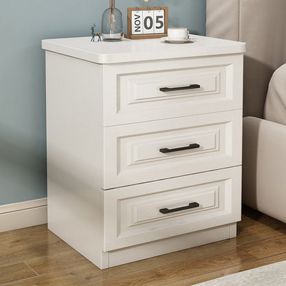 Traditional Chinese Solid Wood Eco Board Square Nightstand 2/3 Drawer For Bedroom