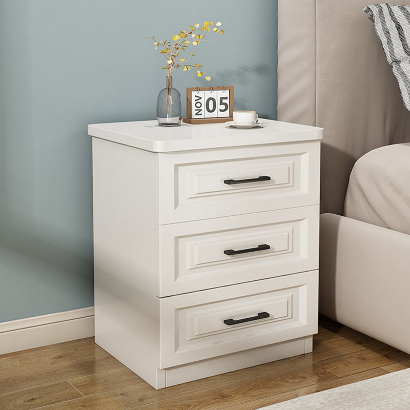 Traditional Chinese Solid Wood Eco Board Square Nightstand 2/3 Drawer For Bedroom