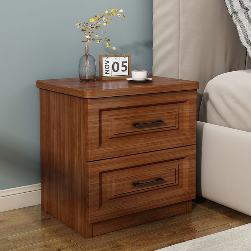 Traditional Chinese Solid Wood Eco Board Square Nightstand 2/3 Drawer For Bedroom