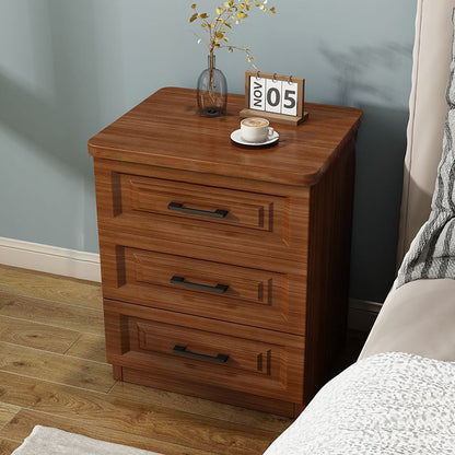 Traditional Chinese Solid Wood Eco Board Square Nightstand 2/3 Drawer For Bedroom
