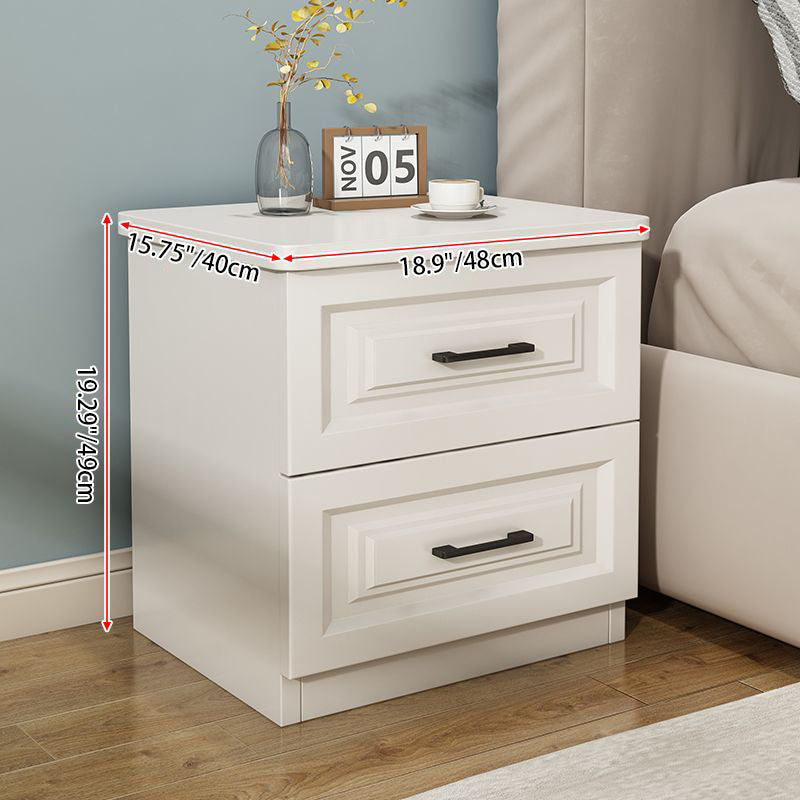 Traditional Chinese Solid Wood Eco Board Square Nightstand 2/3 Drawer For Bedroom