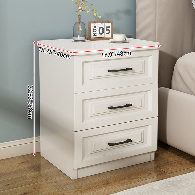 Traditional Chinese Solid Wood Eco Board Square Nightstand 2/3 Drawer For Bedroom