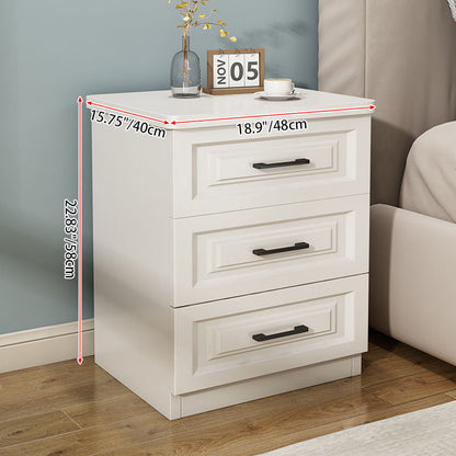 Traditional Chinese Solid Wood Eco Board Square Nightstand 2/3 Drawer For Bedroom