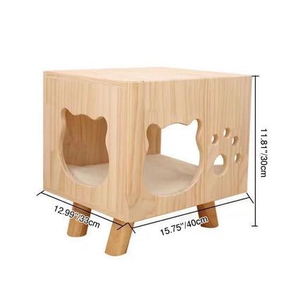 Modern Minimalist Solid Wood Cylinder Square Cat Bed 1 Storage For Bedroom