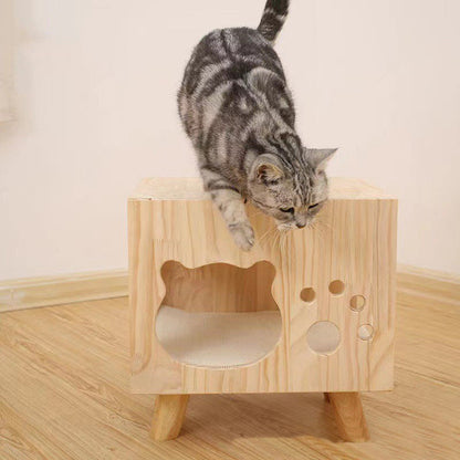 Modern Minimalist Solid Wood Cylinder Square Cat Bed 1 Storage For Bedroom