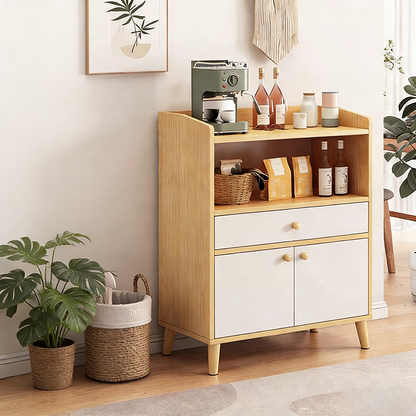 Contemporary Scandinavian Eco-Friendly Engineered Board Cylindrical Rectangular Storage Cabinet 2-Tiers For Living Room
