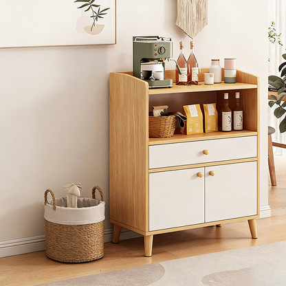 Contemporary Scandinavian Eco-Friendly Engineered Board Cylindrical Rectangular Storage Cabinet 2-Tiers For Living Room