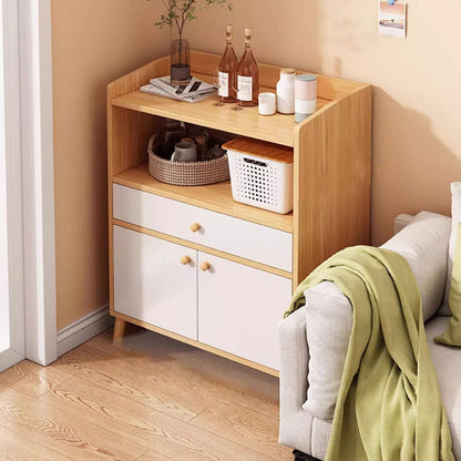 Contemporary Scandinavian Eco-Friendly Engineered Board Cylindrical Rectangular Storage Cabinet 2-Tiers For Living Room